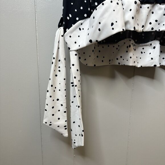 Swimsuits For All Plus Size 34 Black/White Dot Side Tie Blouson Tankini Top - Picture 9 of 16